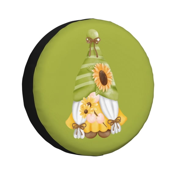 Easygdp Sunflower Gnomes Automobile Tire Dust Cover, 14-17in Spare Tire Cover Universal Fit for Trailer, Car, Truck, SUV, Jeep - 14 inch