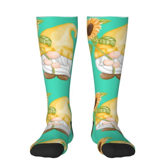 Easygdp Sunflower Gnomes5 Soccer Socks Sport Knee High Socks Calf Compression Athletic Socks for Men and Women