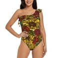 thumbnail image 1 of Easygdp Sunflower Women's One Shoulder Ruffle Monokini Bathing Suits with Removable Chest Pad, Quick Drying - XX-Large, 1 of 8