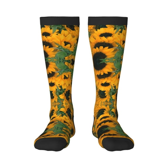 Easygdp Sunflowers 7 Soccer Socks Sport Knee High Socks Calf Compression Athletic Socks for Men and Women