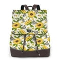 Easygdp Sunflowers And Butterflies Leather Backpack Purse Ladies