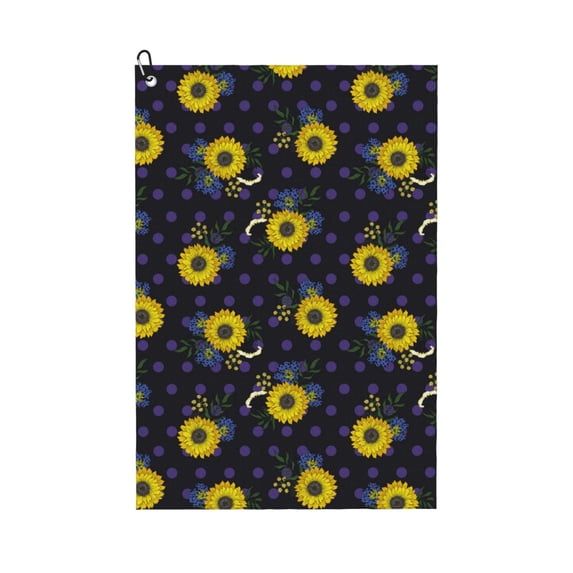 Easygdp Sunflowers Golf Towel 24x16in for Men and Women with Carabiner Clip for Easy Attachment