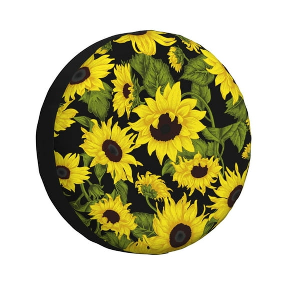 Easygdp Sunflowers In Vintage Wheel Sun Guard, Spare Tire Cover,Universal Trailer Suv Truck Camper Travel,Easy To Install And Remove -17 Inch