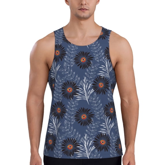 Easygdp Sunflowers Men's Tank Top, Sleeveless Muscle T Shirts, Breathable, Quick-Dry, Loose for Gym, Running, Fitness - Medium