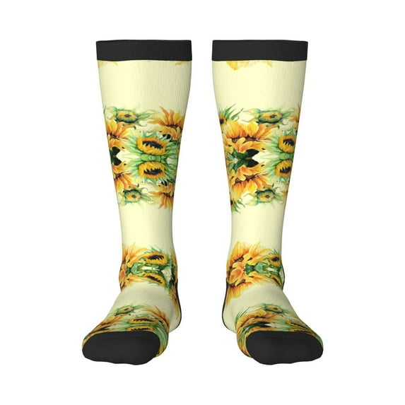 Easygdp Sunflowers On A Yellow Background Fashionable Adult Sockings&Sports Sockings&Breathable Sockings, Non-Pilling,Contrasting Color Design