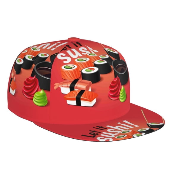 Easygdp Sushi Baseball Cap with Adjustable Flat Suitable for Head Circumference 22.4-23.6 in