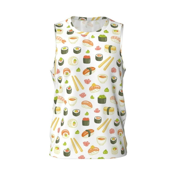 Easygdp Sushi and Rolls Men's Mesh Basketball Jersey Quick Drying Sleeveless Shirts Fitted Muscle Tank Tops Sport Round Neck T-Shirt - 3X-Large