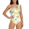 thumbnail image 1 of Easygdp Sweet Honey Women's One Shoulder Ruffle Monokini Bathing Suits with Removable Chest Pad, Quick Drying - Large, 1 of 8