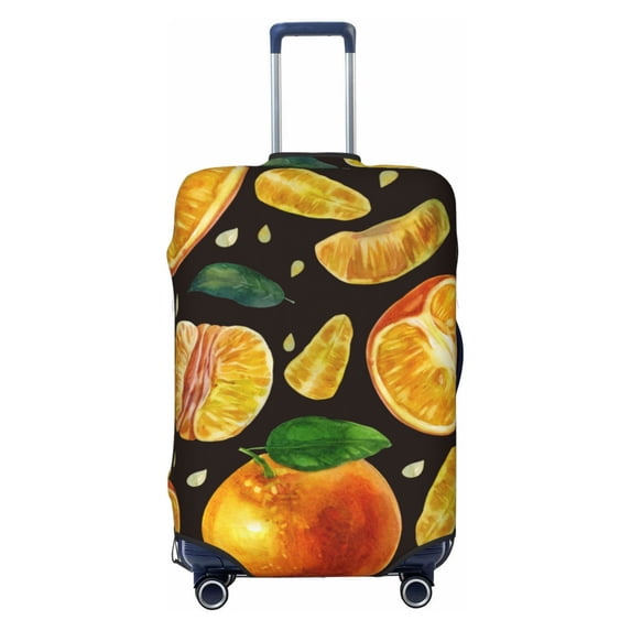 Easygdp Tangerine Double-Sided Printed Elastic Suitcase Protective Cover,Invisible Zipper, Business Trip Luggage Cases,Washable And Resistant To Falling -Small