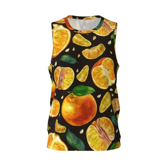 Easygdp Tangerine Men's Mesh Basketball Jersey Quick Drying Sleeveless Shirts Fitted Muscle Tank Tops Sport Round Neck T-Shirt - XX-Large