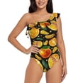 thumbnail image 1 of Easygdp Tangerine Women's One Shoulder Ruffle Monokini Bathing Suits with Removable Chest Pad, Quick Drying - X-Large, 1 of 8