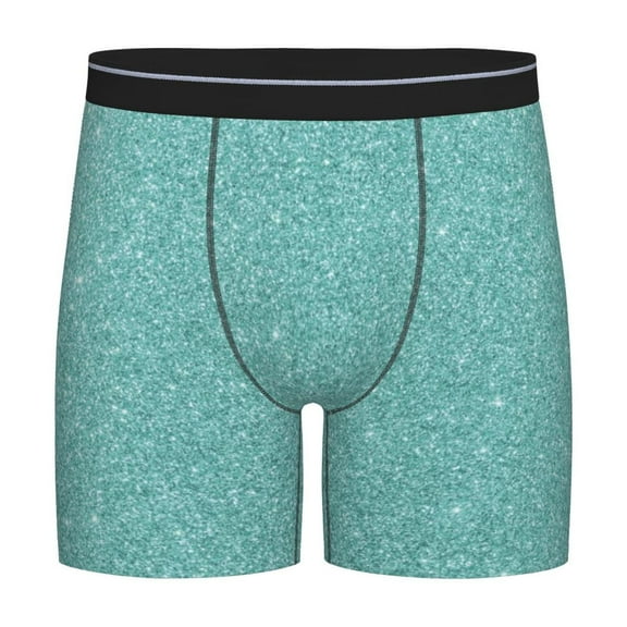 Easygdp Teal Green Glitter Men's Boxer Briefs Men’s Underwear Boxer Briefs for Men