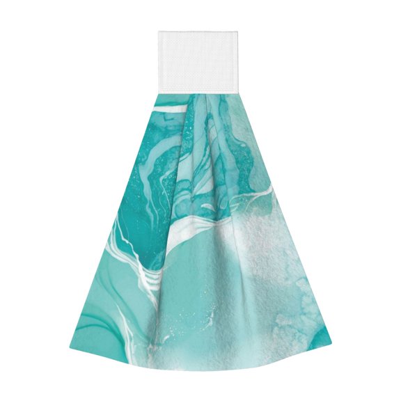 Easygdp Teal Turquoise 1 Kitchen Hand Towels Hanging Tie Towels Fast Drying Dish Cloth with Loop for Bathroom Restroom Home Decor