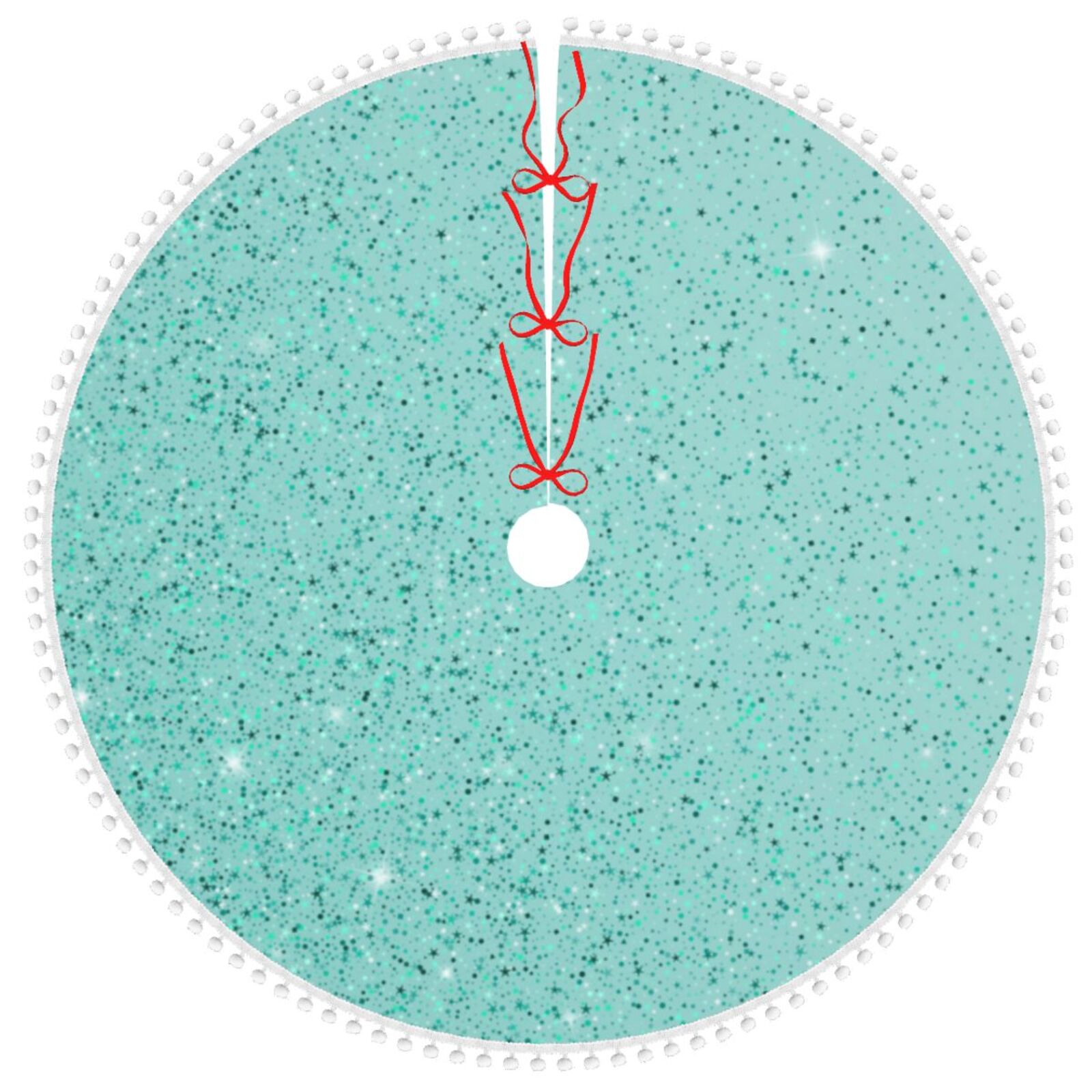 Easygdp Teal Turquoise Glitter Christmas Tree Skirt Xmas Tree Skirt ...