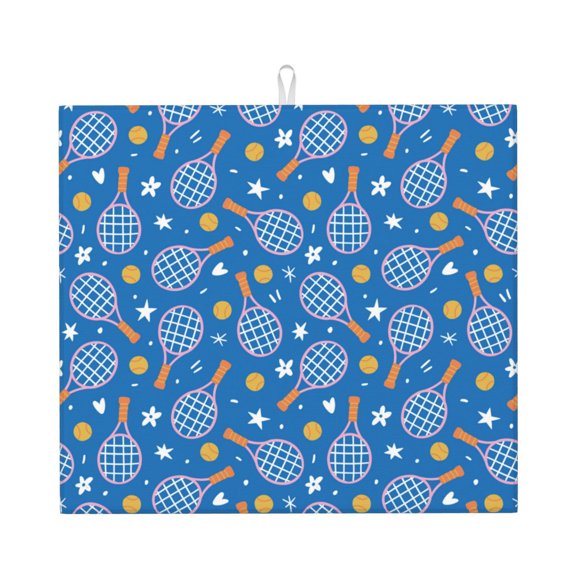 Easygdp Tennis Microfiber Dish Drying Mat for Kitchen Counter,Heat Resistant Drainer Mats with Non-slip Backed,Super absorbent