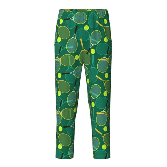 Easygdp Tennis Rackets and Balls Boys Girls Pajama Pants Long Sleep Pants Waist Pajama Bottoms Lounge Pants-XS(5-6)