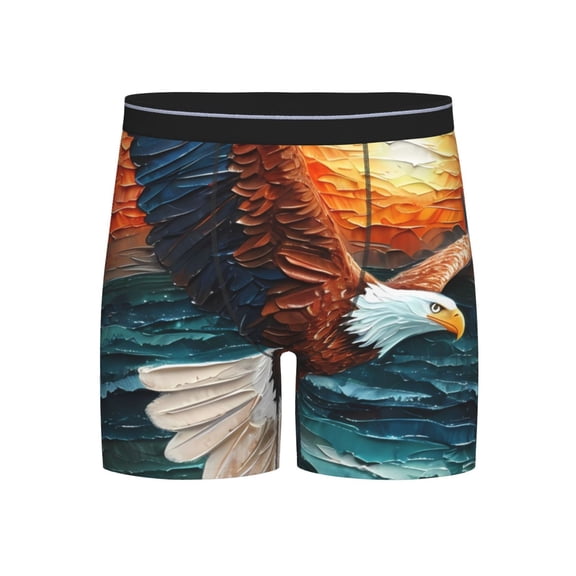 Easygdp Textured Bald Eagle Men's Boxer Briefs Men’s Underwear Boxer Briefs for Men