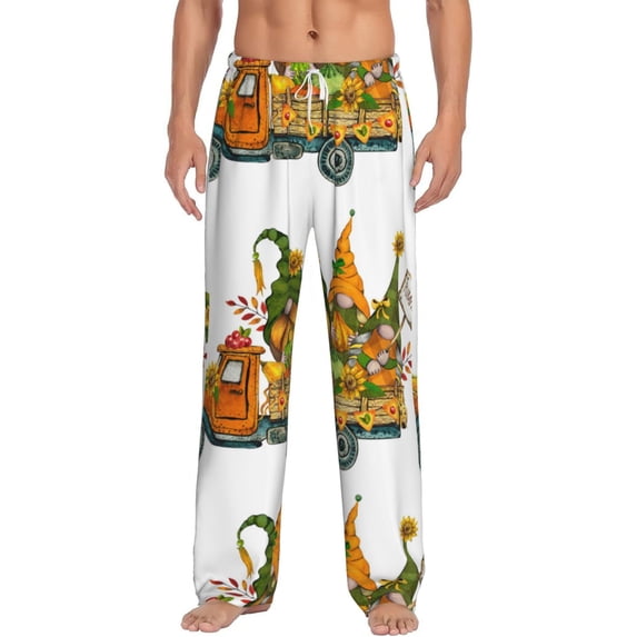 Easygdp Thanksgiving Truck Men's Pajama Pant, Sleep Elastic Waistband Lounge Pants - Small