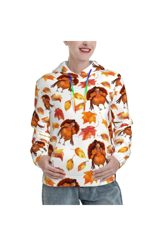 Thanksgiving Turkey Leaves Womens Casual Hoodies Sweatshirts Long Sleeve Pullover Fall Pullover Tops Outfits Winter Clothes-Small