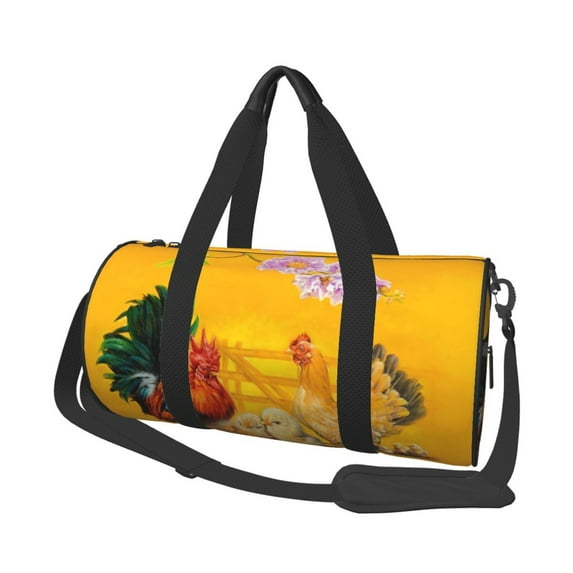 Easygdp The Chicken Family Travel Bag, Camping, Weekend, Carry On Overnight Duffel Bag with Shoulder Strap