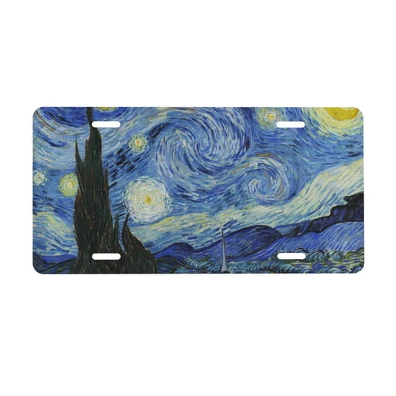 Easygdp The Starry Night License Plate Car Front License Plate Car Decoration Car Accessories Front Tag Plate Standard Size