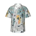 thumbnail image 1 of Easygdp The World Map with Cartoon Animals Men's Hawaiian Shirts Print Lapel Short Sleeve for Beach, vacation, party, casual occasions - Medium, 1 of 9