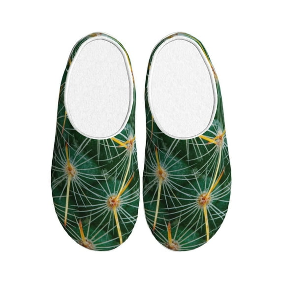 Easygdp Thorns Of Macro Cactus Slippers for Women Mens Winter Warm Home Slippers Plush Slip on House Slippers for Indoor Outdoor Shoes-39/40
