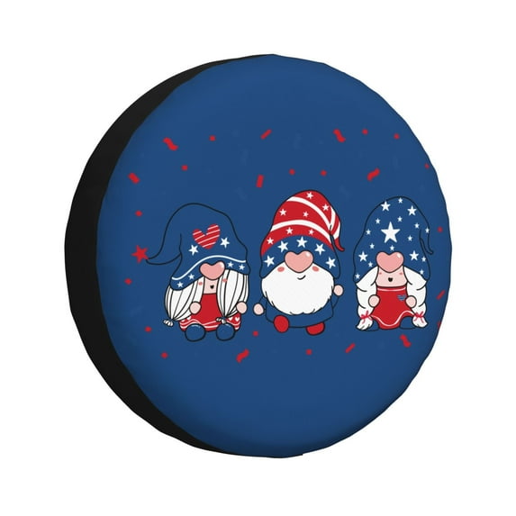 Easygdp Three Gnome Independence Day Automobile Tire Dust Cover, 14-17in Spare Tire Cover Universal Fit for Trailer, Car, Truck, SUV, Jeep - 17 inch