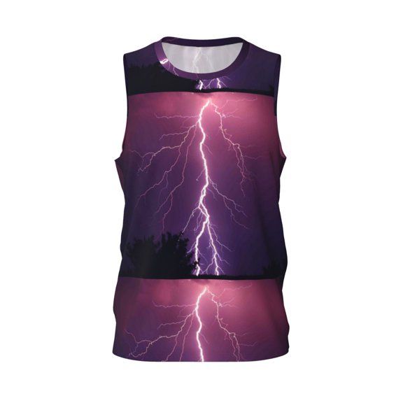 Easygdp Thunderstorm Violet Purple Men's Mesh Basketball Jersey Quick Drying Sleeveless Shirts Fitted Muscle Tank Tops Sport Round Neck T-Shirt - X-Large