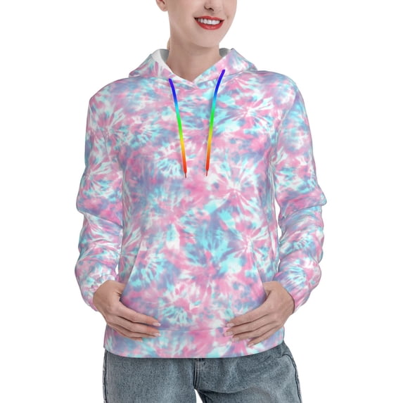 Easygdp Tie Dye Womens Casual Hoodies Sweatshirts Long Sleeve Pullover Fall Pullover Tops Outfits Winter Clothes-Large