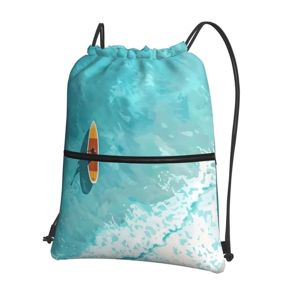 Easygdp Tranquil Ocean Canoe Journey Drawstring Backpack Gym Bag,Sport Gym Sackpack,Gym Sack with Side Pocket for Men Women