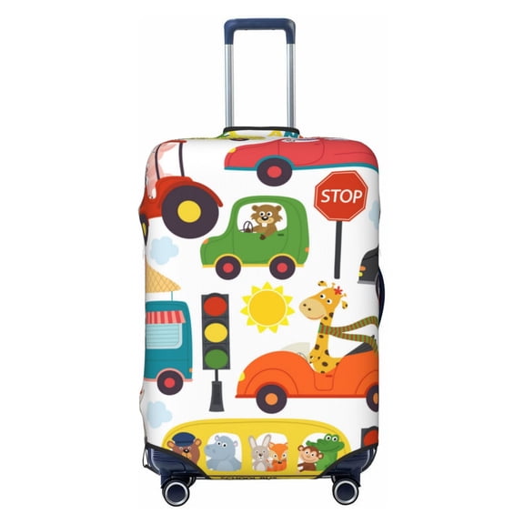 Easygdp Transports With Animals Double-Sided Printed Elastic Suitcase Protective Cover,Invisible Zipper, Business Trip Luggage Cases,Washable And Resistant To Falling -Small