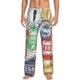 thumbnail image 1 of Easygdp Travel Stamp Men's Pajama Pant, Sleep Elastic Waistband Lounge Pants - Large, 1 of 9