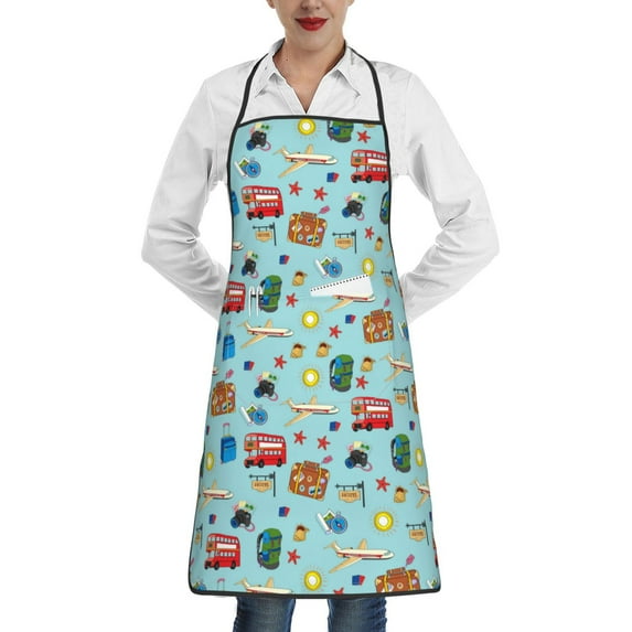 Easygdp Travel1 Apron Waterdrop Resistant with 2 Pockets,Oil Resistant Cooking Kitchen Chef Apron for Women Men