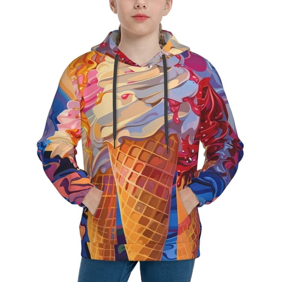 Easygdp Trio Of Dripping Cones Boys Hoodie Kids Sweatshirt Youth Pullover With Hood-Large