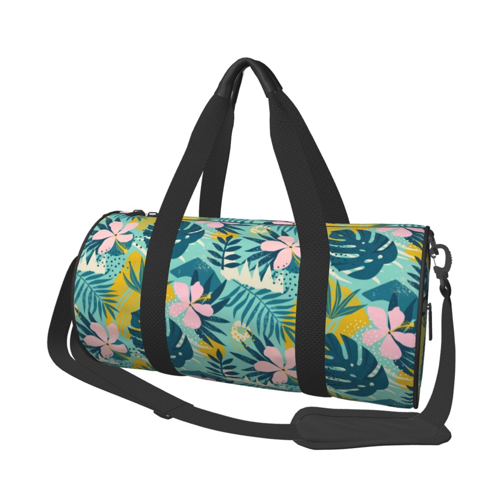 Geometric Floral Winter Gray Large Travel Bag