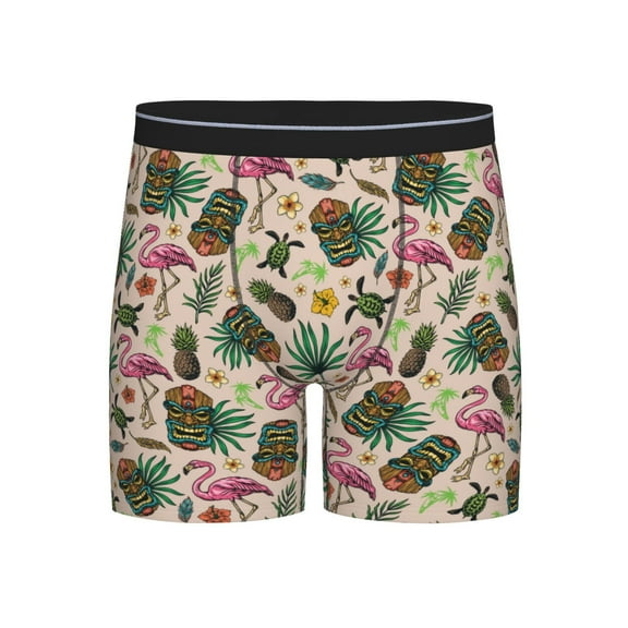 Easygdp Tropical Mask Flamingo Men's Boxer Briefs Men’s Underwear Boxer Briefs for Men