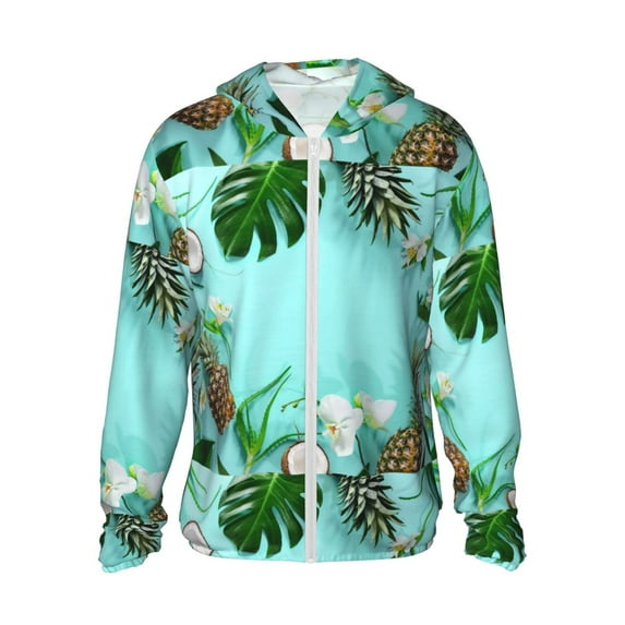 Easygdp Tropical Pineapple Lightweight Long Sleeve Sun Shirt Sports long-Sleeved Sun Protective Clothing, Quick Drying Breathable - XX-Large