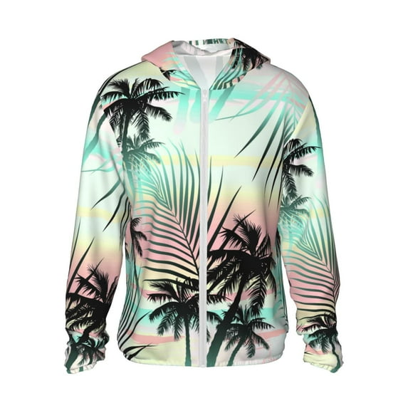 Easygdp Tropical Summer Palm Lightweight Long Sleeve Sun Shirt Sports long-Sleeved Sun Protective Clothing, Quick Drying Breathable - X-Large
