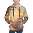 thumbnail image 1 of Easygdp Tropical Sunset Beach Scene Boys Hoodie Kids Sweatshirt Youth Pullover With Hood-Large, 1 of 6