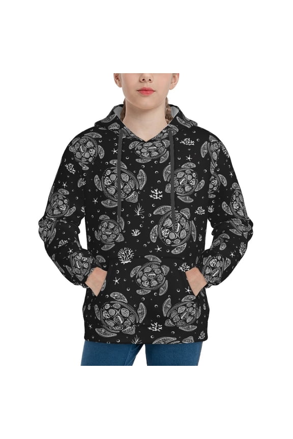 Turtle Boys Hoodie Kids Sweatshirt Youth Pullover With Hood-Large