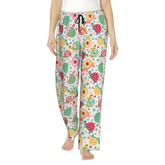 Easygdp Turtle Flower Women's Drawstring Pajama Pants | Lounge Joggers Sweatpants | Comfy Sleepwear | Yoga Pants-Medium