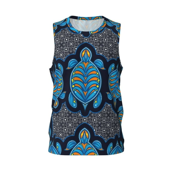 Easygdp Turtle Men's Mesh Basketball Jersey Quick Drying Sleeveless Shirts Fitted Muscle Tank Tops Sport Round Neck T-Shirt - X-Large