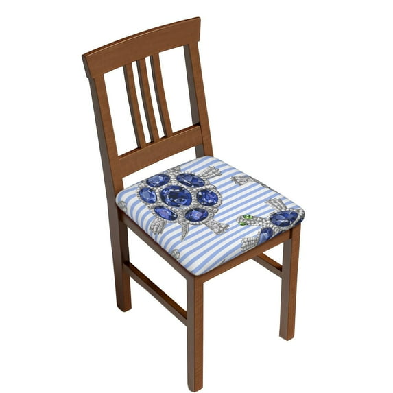 Easygdp Turtle with Blue Stones Square Chair Cushion Cover Stretch Chair Seat Covers Removable Washable for Hotel, Bedroom, Office