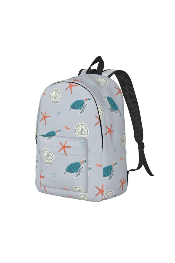 Turtles And Shells Durable Canvas Laptop Backpack,Water-Resistant,Adjustable Shoulder Strap,Large Capacity,Lightweight, Fits 15-17in Laptops for School,Work,Travel-Medium