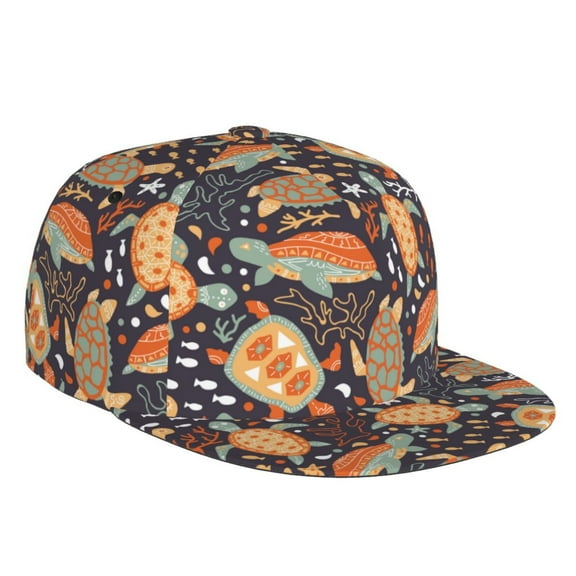 Easygdp Turtles and Sea Plants Baseball Cap with Adjustable Flat Suitable for Head Circumference 22.4-23.6 in