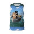 thumbnail image 1 of Easygdp Two Brave Cats Are Floating On The Sea Iceberg Men's Mesh Basketball Jersey Quick Drying Sleeveless Shirts Fitted Muscle Tank Tops Sport Round Neck T-Shirt - 3X-Large, 1 of 9