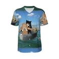thumbnail image 1 of Easygdp Two Brave Cats Are Floating On The Sea Iceberg Men's Muscle T-Shirt Men's Baseball Short Sleeves, for Gym Workout Athletic with Button - 4X-Large, 1 of 9
