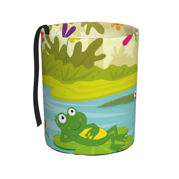 Easygdp Two Frogs Are Sitting On Water Lilies Car Trash Can Garbage Car Accessories Trash Can Car Waste Bin for for Driver and Passenger Any Vehicle