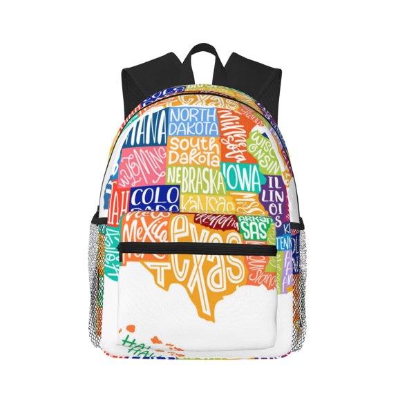 Easygdp USA MAP Casual Laptop Backpack, Backpack for School, Travel, Business